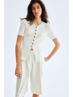 H&M - Women White Short-Sleeved Cardigan