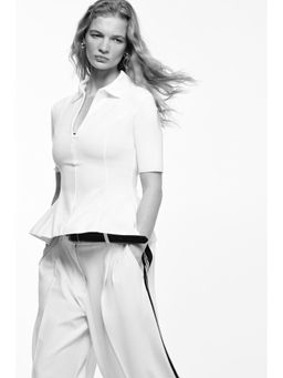 H&M - Women White Wide Tailored Trousers