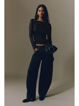 H&M - Women Black Asymmetric Jersey Top