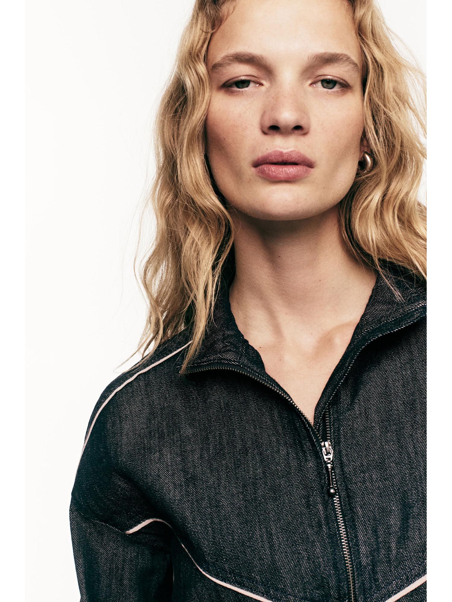 h&m Women Blue Oversized Denim Jacket-picture-34