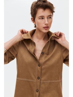 H&M - Women Beige Short-Sleeved Shirt