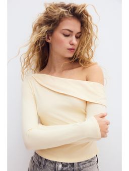 H&M - Women Yellow One-Shoulder Jersey Top