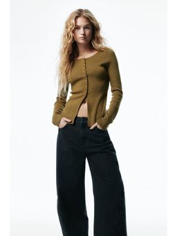 H&M - Women Green Rib-Knit Cardigan