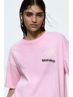H&M - Women Pink Oversized Print-Motif T-Shirt