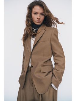 H&M - Women Beige Long Twill Blazer