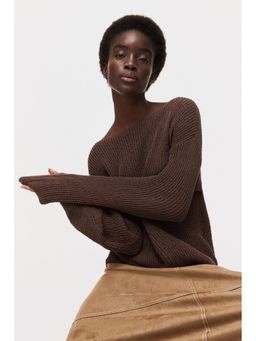 H&M - Women Brown Boat-Neck Jumper