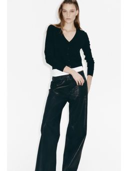 H&M - Women Black Fine-Knit V-Neck Cardigan