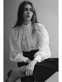 H&M - Women White Oversized Lace Blouse