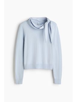 H&M - Women Blue Scarf-Collar Jumper