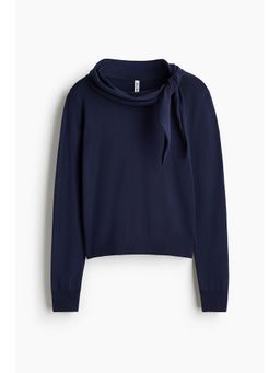 H&M - Women Blue Scarf-Collar Jumper