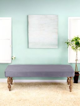 Ikiriya - Cairo Sheesham Wood Accent Bench Iron Grey Velvet Teak Finish (1 Year Warranty)