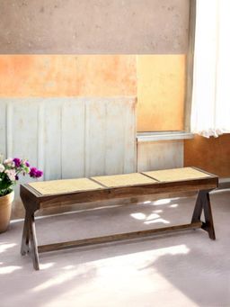 Ikiriya - Rockport Sheesham Wood Mid Century Bench Teak Finish (1 Year Warranty)