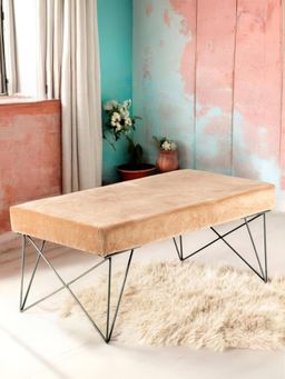 Ikiriya - Zenith Sheesham Wood Accent Bench Melon Pink Cotton Velvet (1 Year Warranty)