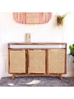Ikiriya - Sheesham Wood Mid Century Tv Entertainment Unit / Cabinet In Teak Finish (1 Year Warranty)