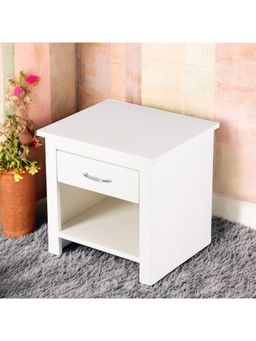 Ikiriya - Sheesham Wood End Table / Corner Tables / Bedside Table In White Pu Enamel (1 Year Warranty)