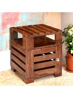 Ikiriya - Sheesham Wood End Table / Corner Tables /Bedside Table In Natural Teak Finish (1 Year Warranty)