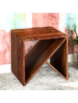 Ikiriya - Sheesham Wood End Table / Corner Tables /Bedside Table In Natural Teak Finish (1 Year Warranty)