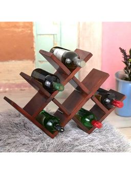 Ikiriya - Sheesham Wood Accent Wine Rack In Honey Finish (1 Year Warranty)