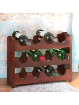 Ikiriya - Sheesham Wood Accent Wine Rack In Honey Finish (1 Year Warranty)
