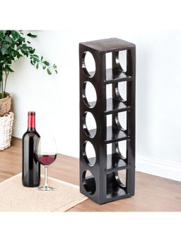 Ikiriya - Sheesham Wood Accent Wine Rack In Extra Dark Mahogany Finish (1 Year Warranty)