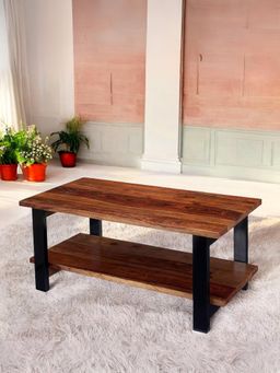 Ikiriya - Sheesham Wood Contemporary Coffee Table In Natural Teak Finish (1 Year Warranty)