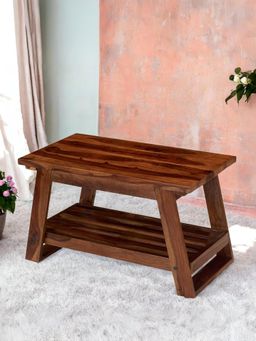 Ikiriya - Sheesham Wood Accent Coffee Table In Natural Teak Finish (1 Year Warranty)
