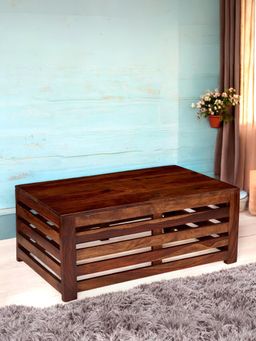 Ikiriya - Sheesham Wood Contemporary Coffee Table In Natural Teak Finish (1 Year Warranty)