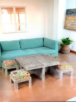 Ikiriya - Sheesham Country Side Coffee Table & Stools In Antique Multi-Colour Finish (Set Of 5) (1 Year Warranty)