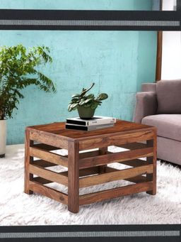 Ikiriya - Sheesham Wood Contemporary Coffee Table In Natural Teak Finish (1 Year Warranty)