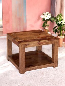 Ikiriya - Sheesham Wood Contemporary Coffee Table In Natural Teak Finish (1 Year Warranty)
