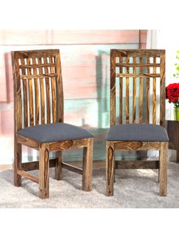 Ikiriya - Sheesham Wood Accent Pack Of 2 Dining Chairs In Teak Finish (1 Year Warranty)