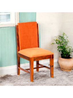 Ikiriya - Rosslyn Sheesham Wood Accent Dining Chair Pumpkin Orange Velvet Pine Finish Log (1 Year Warranty)