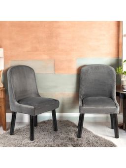 Ikiriya - Rosslyn Sheesham Wood Pack Of 2 Dining Chairs Iron Grey Velvet (1 Year Warranty)