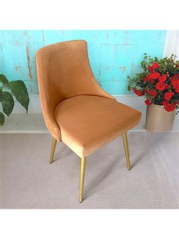 Ikiriya - Rosslyn Sheesham Wood Accent Dining Chair Peach Velvet (1 Year Warranty)