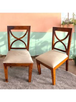 Ikiriya - Sheesham Wood Accent Pack Of 2 Dining Chairs In Honey Finish (1 Year Warranty)
