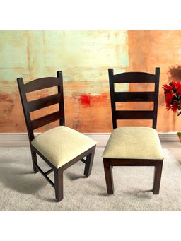 Ikiriya - Sheesham Wood Accent Pack Of 2 Dining Chairs In Dark Walnut Finish (1 Year Warranty)