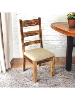 Ikiriya - Sheesham Wood Accent Dining Chair In Teak Finish (1 Year Warranty)