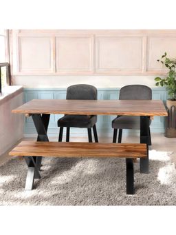 Ikiriya - Sheesham Wood Mid Century 4 Seater Dining Table In Teak Finish (Set Of 4) (1 Year Warranty)