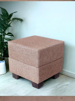 Ikiriya - Iris Pine Wood Contemporary Ottoman / Pouffe Jute Beige (1 Year Warranty)