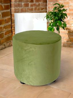 Ikiriya - Lisbon Pine Wood Contemporary Ottoman / Pouffe Pear Green Velvet (1 Year Warranty)