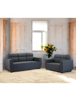 Ikiriya - Dayton Pine Wood Contemporary 3+2 Seater Sofa Anchor Dark Grey Fabric (Set Of 2) (1 Year Warranty)
