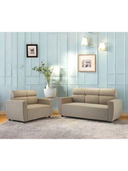 Ikiriya - Dayton Pine Wood Contemporary 3+2 Seater Sofa Caramel Brown Fabric (Set Of 2) (1 Year Warranty)