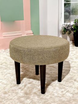 Ikiriya - Nayla Sheesham Wood Contemporary Stool Jute Beige Extra Dark Mahogany Finish (1 Year Warranty)