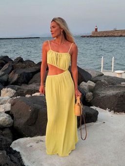 PARTIQ - Yellow Strappy Cut Out Backless Dress