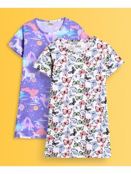 ANTHRILO - Butterfly And Unicorn Planet Night Dress (Pack of 2)