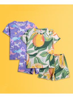 ANTHRILO - Fruit Print And Unicorn Planet Sleepwear Shorts (Pack of 4)