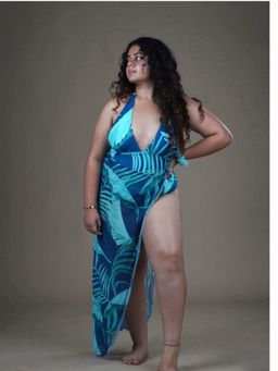 WomanLikeU - Blue and Green Tropical Printed Sarong