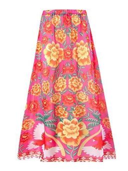 WomanLikeU - Pink Floral Printed Skirt