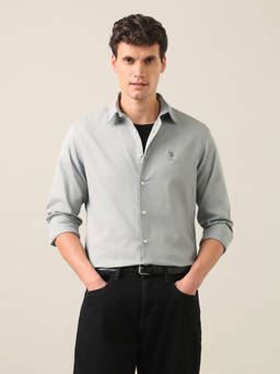 U.S. Polo Assn. Denim Co. - Grey Solid Dobby Shirt