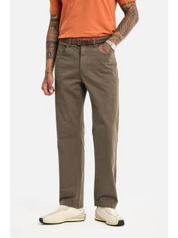 Snitch - Olive Textured Straight Casual Trouser